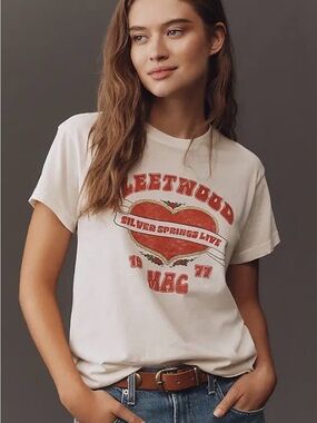 Fleetwood Mac 'Silver Springs Live' Vintage-Inspired Graphic Tee - White/Red